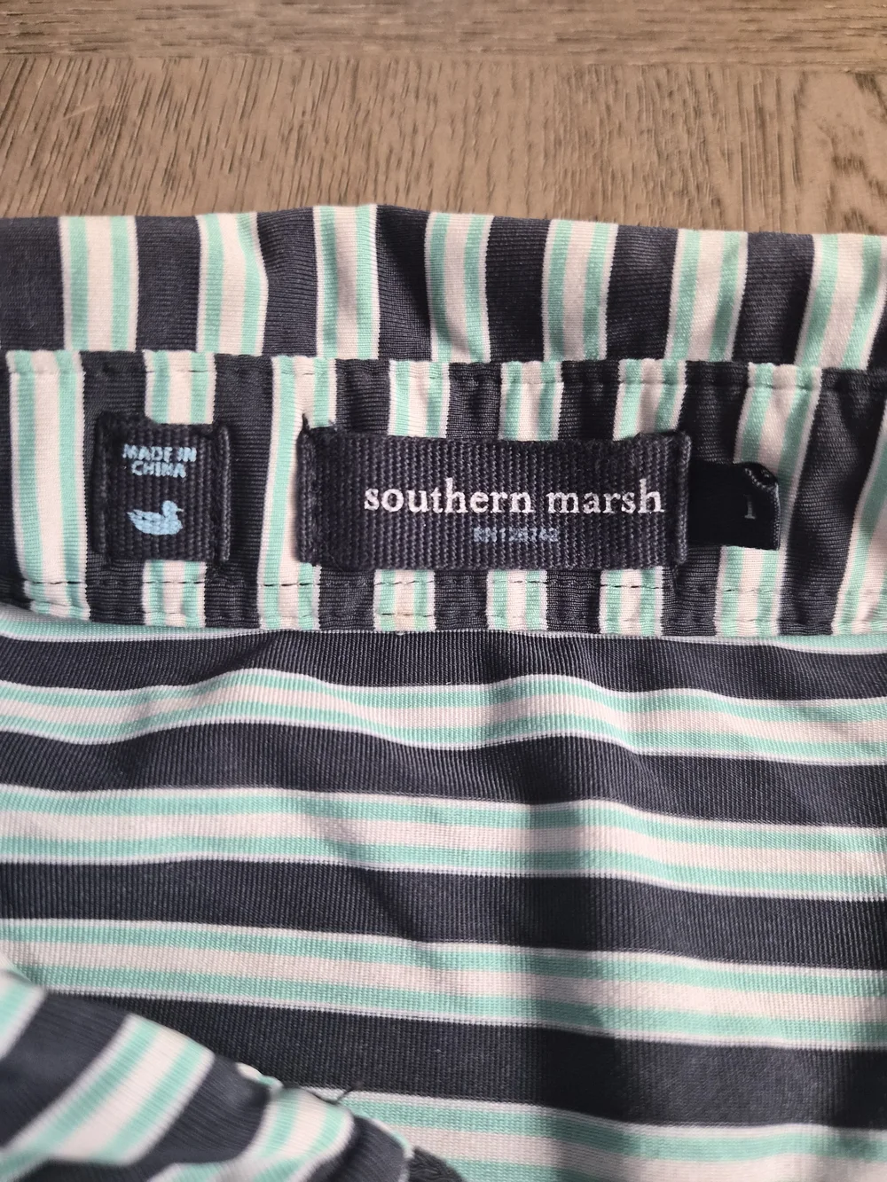 Southern Marsh Men's Black & White Striped Polo - Picture 2 of 4